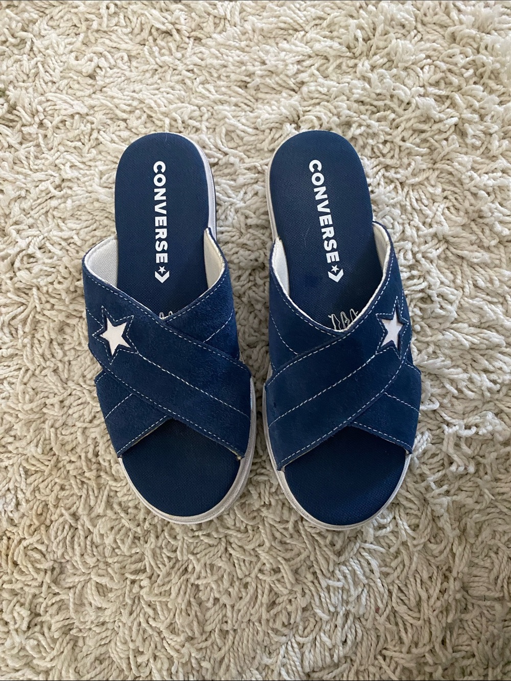 Converse Navy Blue White Star Slide Sandals